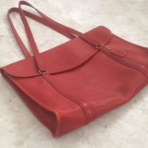 Coach Fold Over Briefcase Red